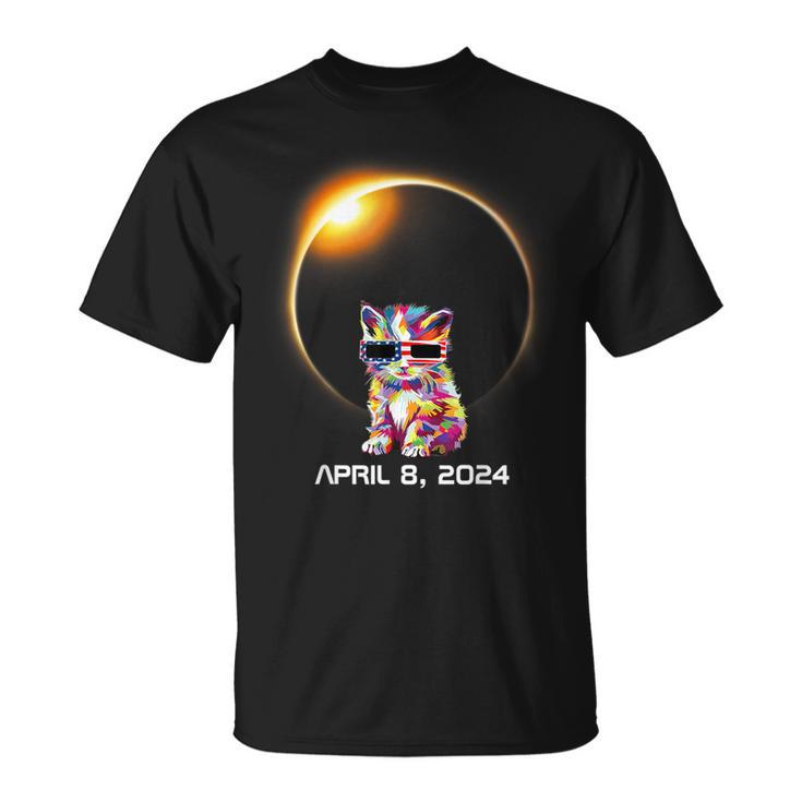 Cat 2024 Solar Eclipse Totality Glasses T-Shirt