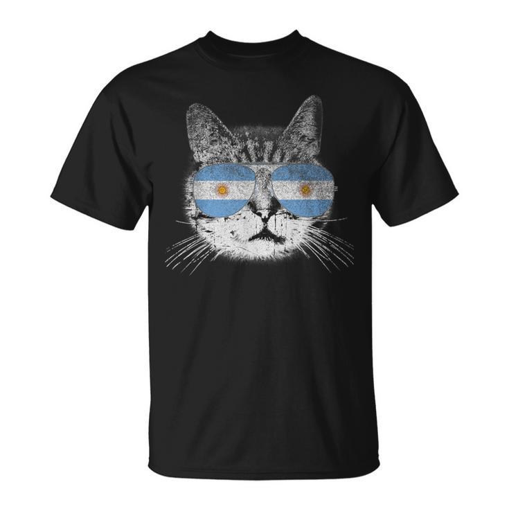 Cat Argentina Flag Country Retro Women T-Shirt