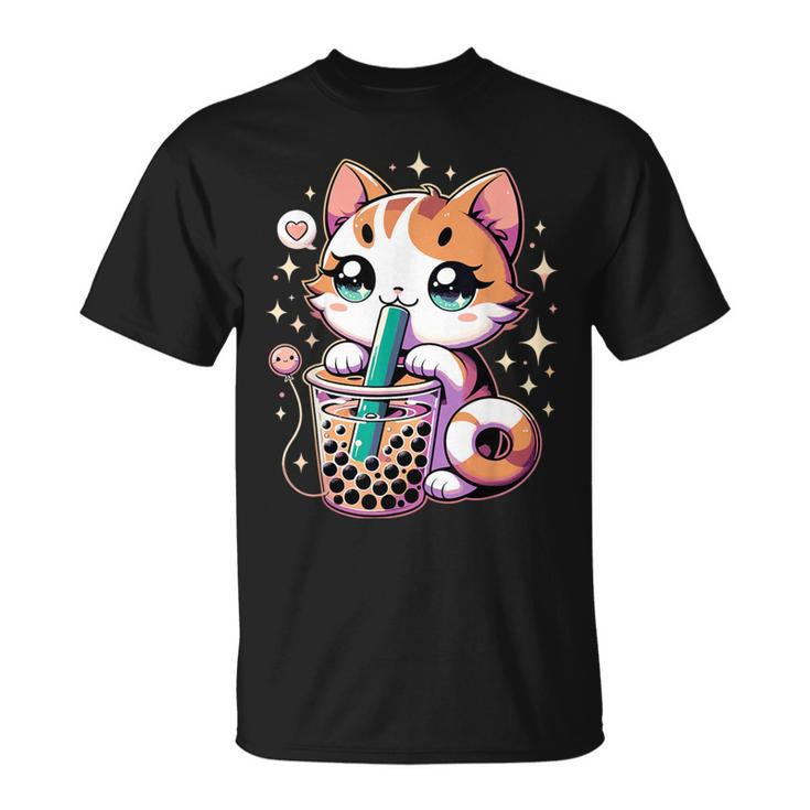 Cat Boba Japanese Kawaii Anime Kitty Bubble Tea Neko N T-Shirt