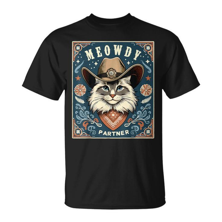 Cat Cowboy Mashup Meowdy Partner Poster Western T-Shirt