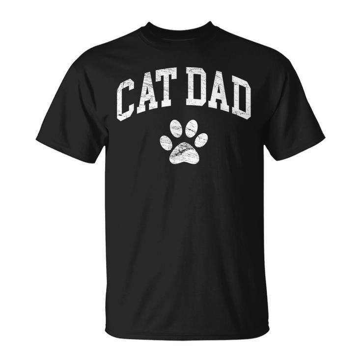 Cat Dad Vintage Distressed Cat Paw T-Shirt