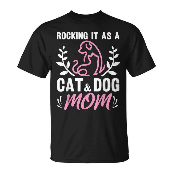 Cat And Dog Mom Fur Mama Mother's Day T-Shirt