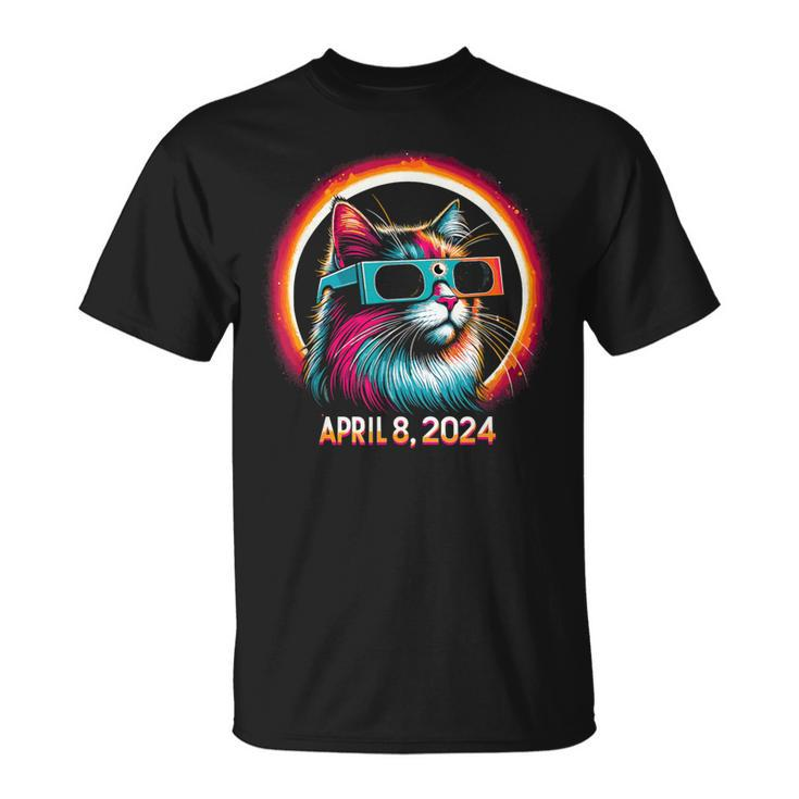 Cat In Eclipse Glasses Totality 2024 Total Solar Eclipse T-Shirt