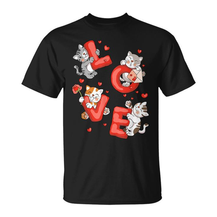 Cat Kitten Love Valentines Day Couples Cute Cat Lover Heart T-Shirt