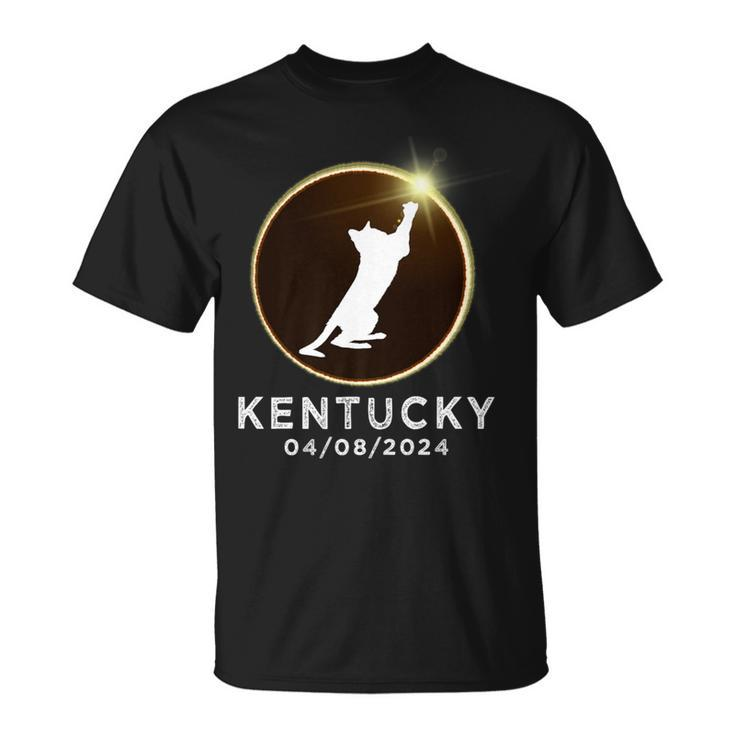 Cat Playing Fire Ring Total Solar Eclipse 2024 Kentucky T-Shirt