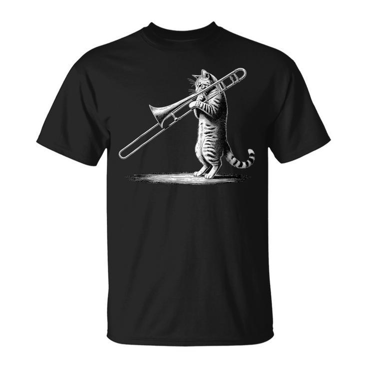 Cat Playing Trombone Player Trombonist Instrument T-Shirt