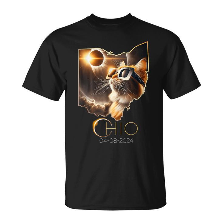 Cat Sun Solar Eclipse 2024 Totality State Ohio T-Shirt