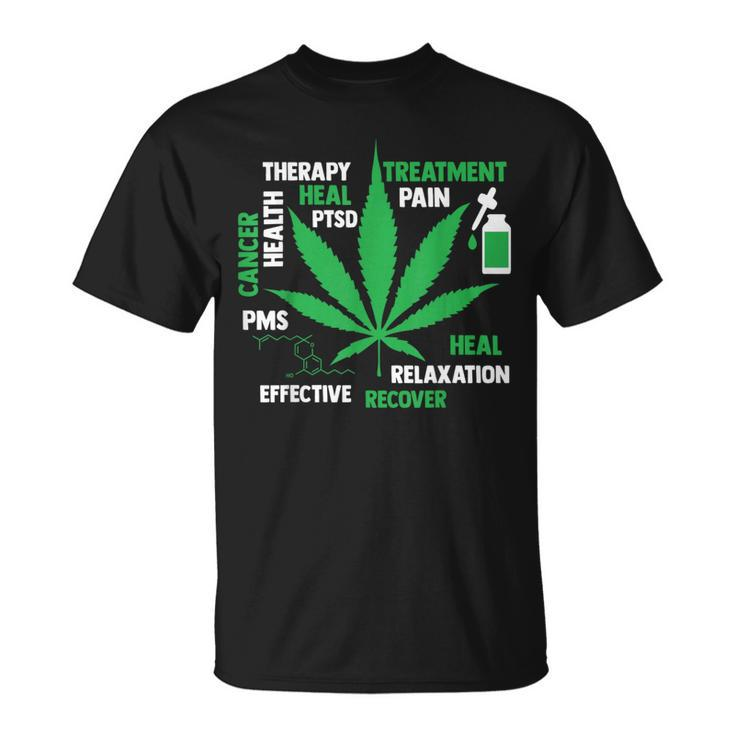Cbd Oil Cannabinoid Hemp Heals Therapy Quote Fun T-Shirt