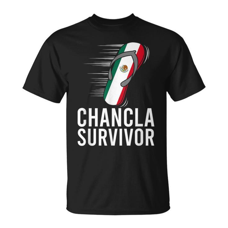 Chancla Survivor Mexico Mexican Flag Joke Idea T-Shirt