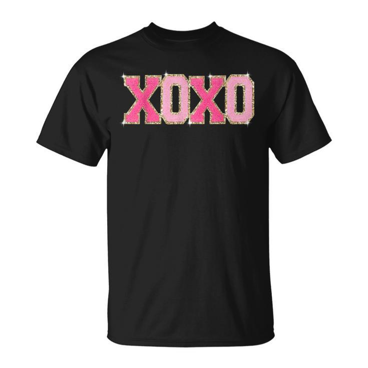 Chenille Patch Sparkling Xoxo Valentine Day Heart Love T-Shirt
