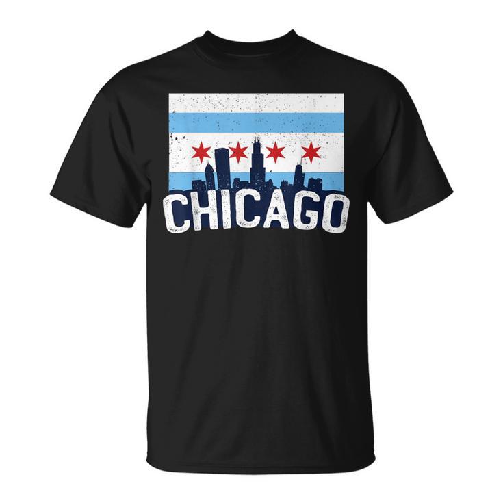 Chicago Skyline City Flag Illinois Souvenir T-Shirt