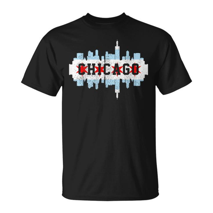 Chicago Skyline Flag City Illinois Souvenir T-Shirt