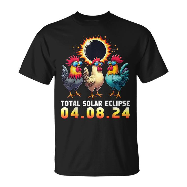 Chicken With Sunglasses Watching Total Solar Eclipse 2024 T-Shirt