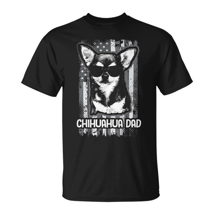 Chihuahua Dad Us Flag Dog Father Puppy Dogs Lover T-Shirt