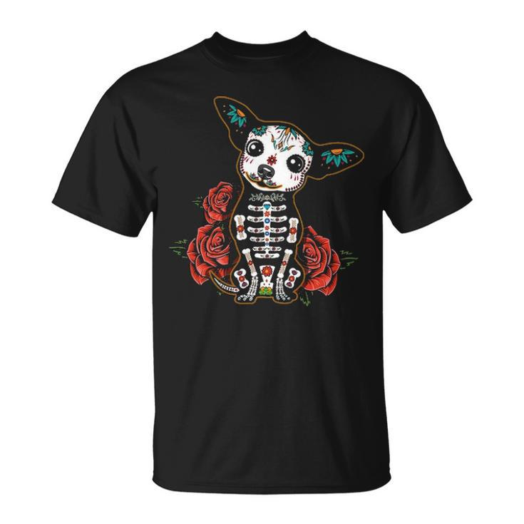 Chihuahua Dia De Los Muertos Day Of The Dead Dog Sugar Skull T-Shirt