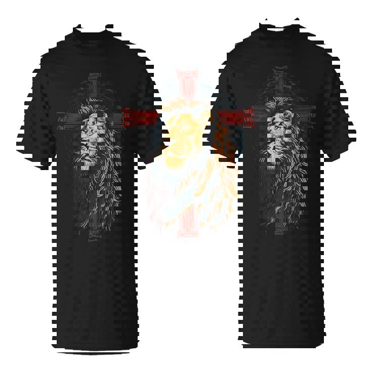 Christian Cross Lion Of Judah Religious Faith Jesus Pastor T-Shirt