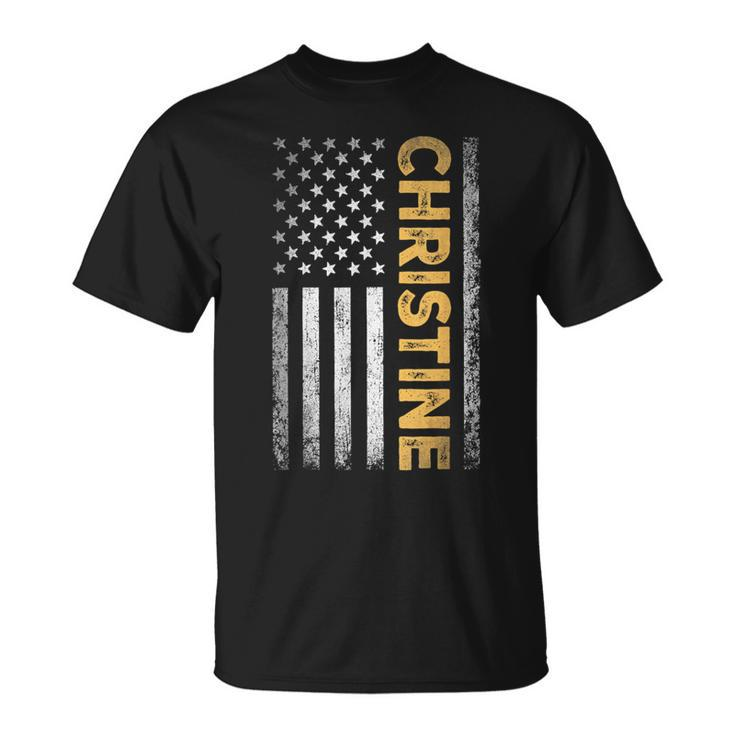 Christine First Name Christine Name American Flag T-Shirt