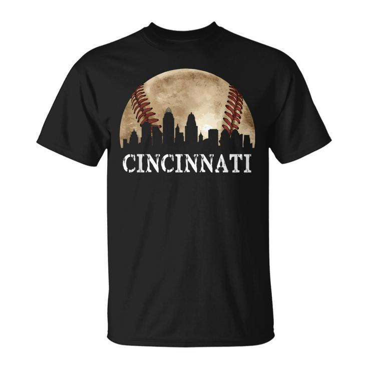 Cincinnati Skyline City Vintage Baseball Lover T-Shirt