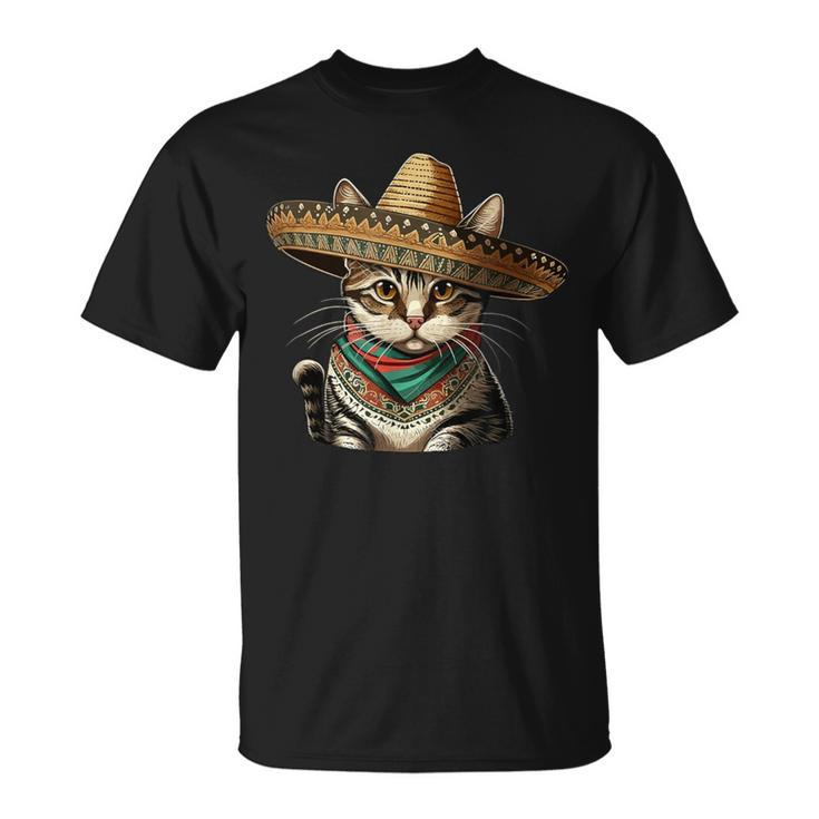 Cinco De Mayo Cat Party Mexican Sombrero Cat Lover Women T-Shirt