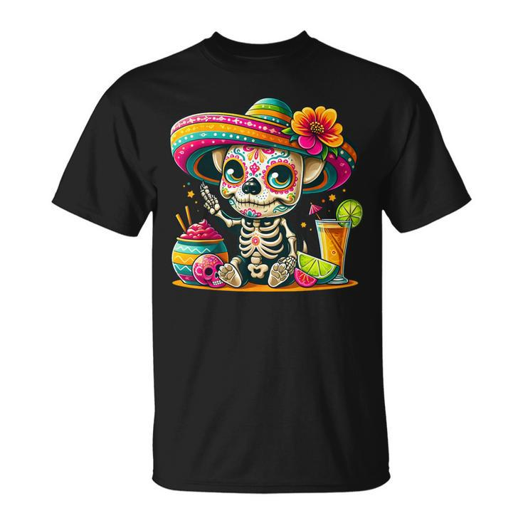 Cinco De Mayo Chihuahua Dog Mexican Sugar Skull Sombrero T-Shirt