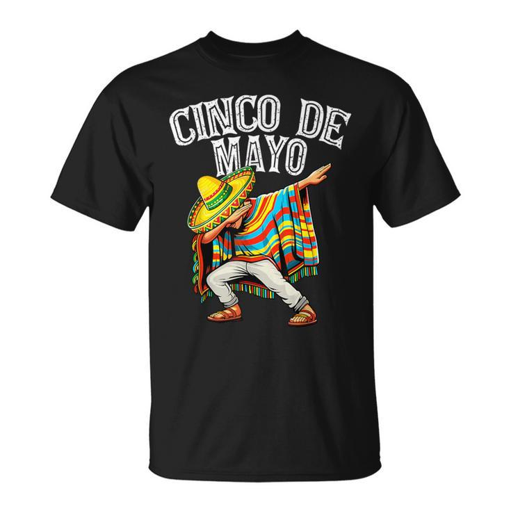 Cinco De Mayo Dabbing Mexican Poncho Sombrero Hat Boys Men T-Shirt