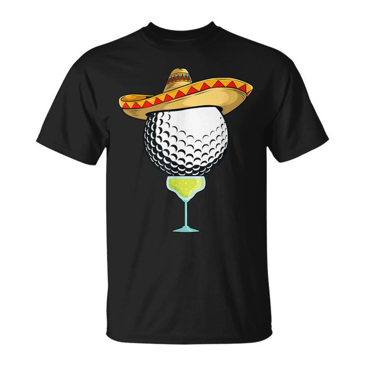 Cinco De Mayo Golf Ball With Sombrero And Margarita Golfer T-Shirt