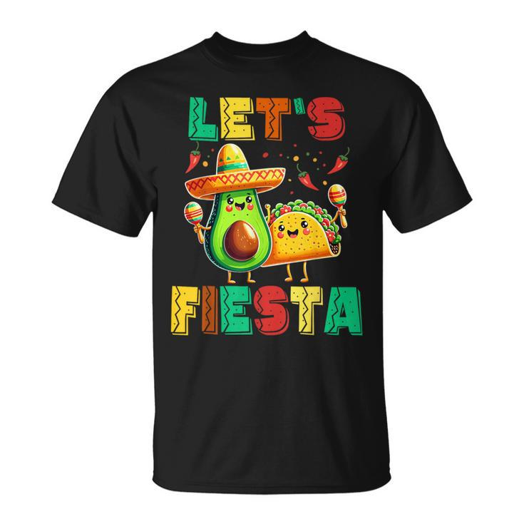 Cinco De Mayo Let's Fiesta Avocado And Tacos Cinco De Mayo T-Shirt