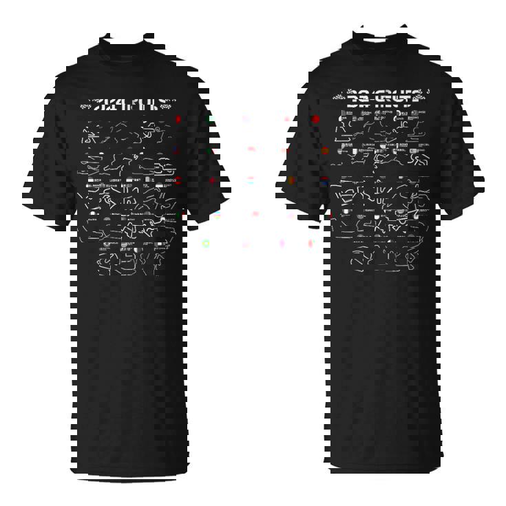 Circuitos De Fórmula Racing 2024 Coche De Carreras Formula Racing Camiseta unisex