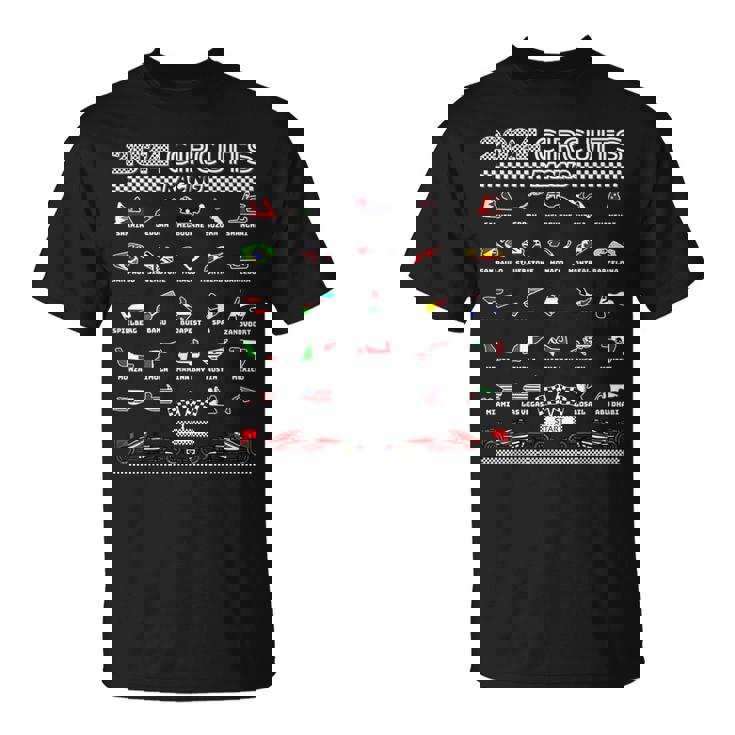 Circuitos Formula Racing 2024 Amante De Los Coches Retro Racing Camiseta unisex