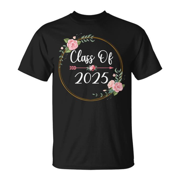 Class Of 2025 Senior 2025 Cute Arrow Flowers For Girls Women T-Shirt