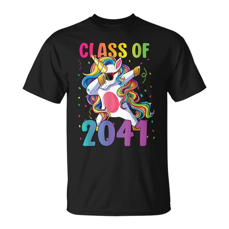 Class Of 2041 Girls Dabbing Unicorn Grow With Me T-Shirt