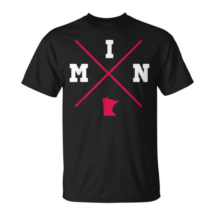 Classic Min Minnesota Red Vintage State Outline T-Shirt