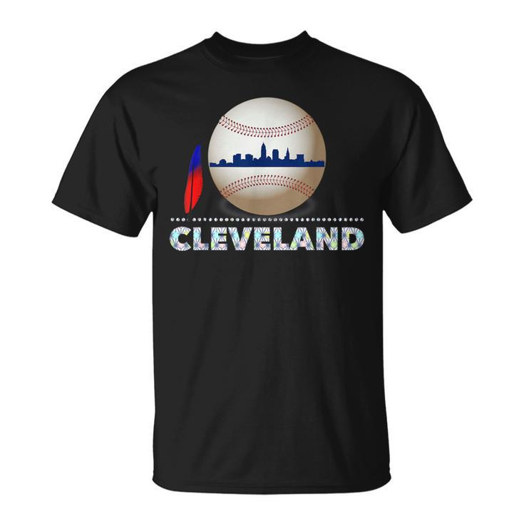 Cleveland Hometown Indian Tribe Ball With Skyline T-Shirt