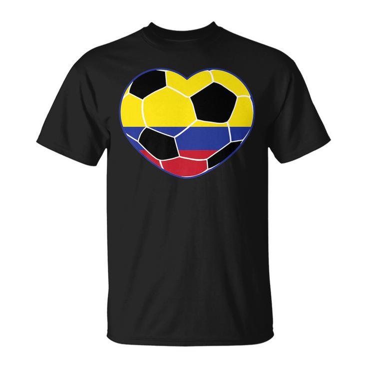 Colombia Soccer Ball Heart Jersey Colombian Football T-Shirt