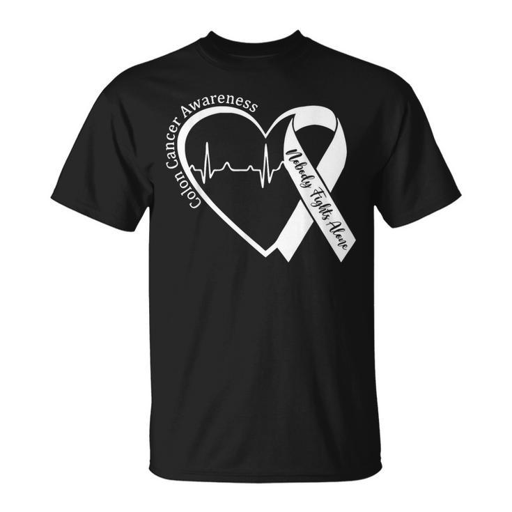 Colon Cancer Awareness Support Family Matching Blue Ribbon T-Shirt