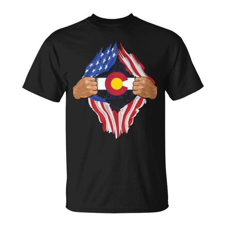 Colorado Roots Inside State Flag American Proud T-Shirt