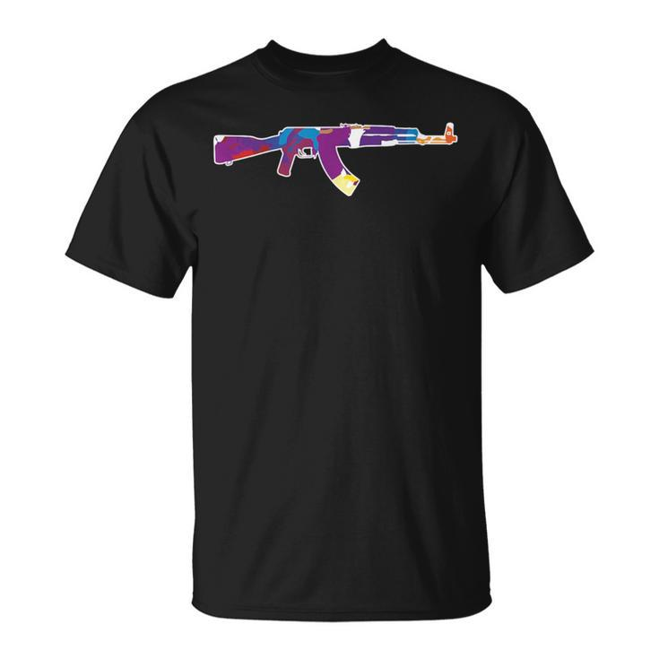 Coloured Ak 47 Weapon Peace War Sign T-Shirt