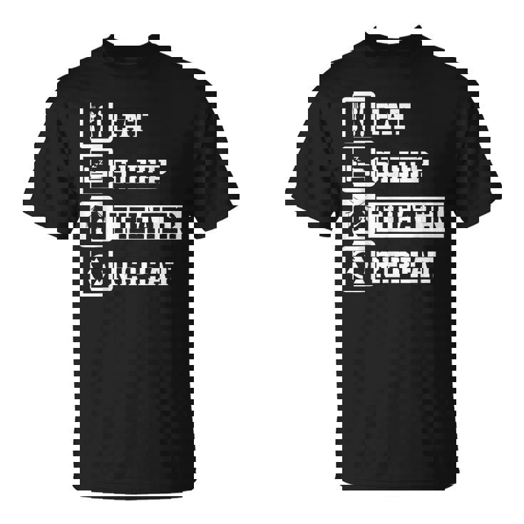 Coma El Teatro Dormido Repita Los Regalos Divertidos Para Lo Camiseta unisex