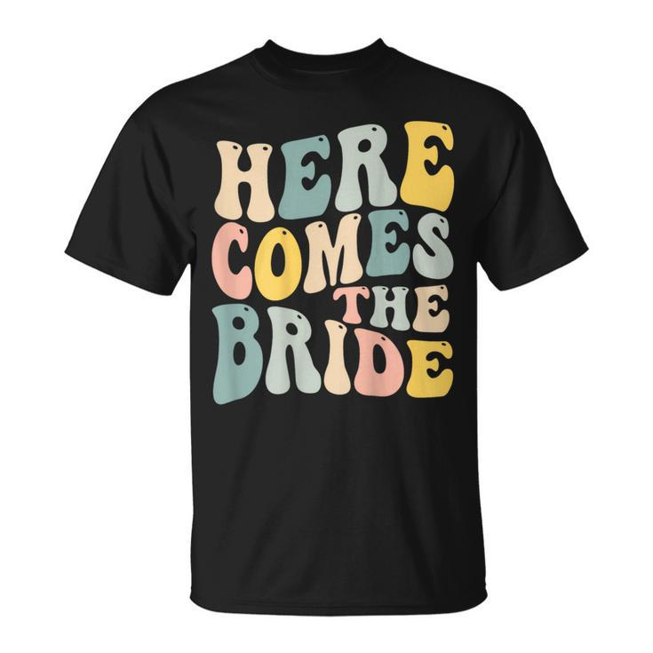 Here Comes The Bride Aesthetic Trend Words On Back T-Shirt