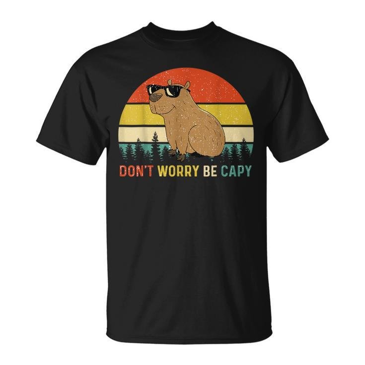 Cool Capybara Don't Worry Be Cappy Vintage Rodent Meme T-Shirt