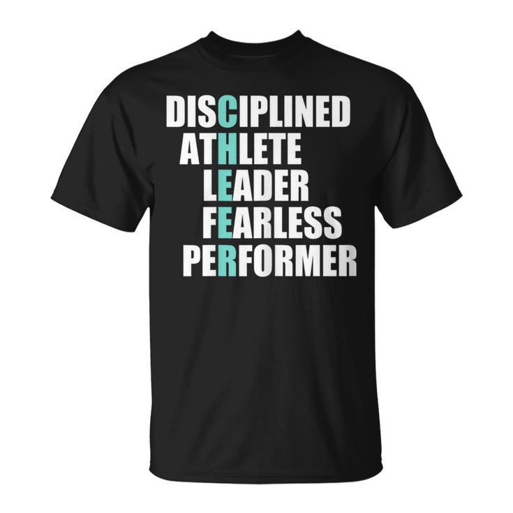 Cool Cheer Disciplined Athlete Leader Fearless Performer T-Shirt