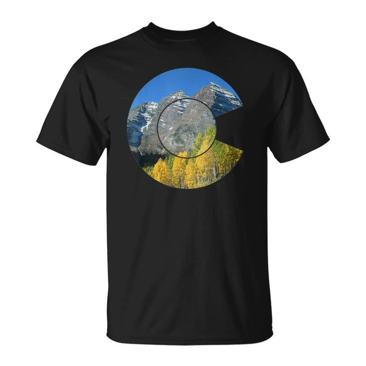 Cool Colorado State Flag Aspen Maroon Bells T-Shirt