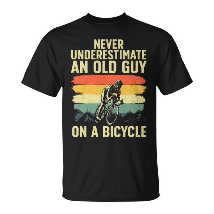 Cool Cycling Art For Men Grandpa Bicycle Riding Cycle Racing T-Shirt