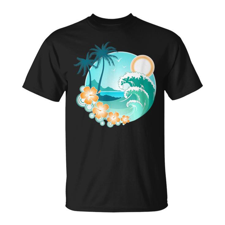 Cool Island Scene Beach Surf T-Shirt