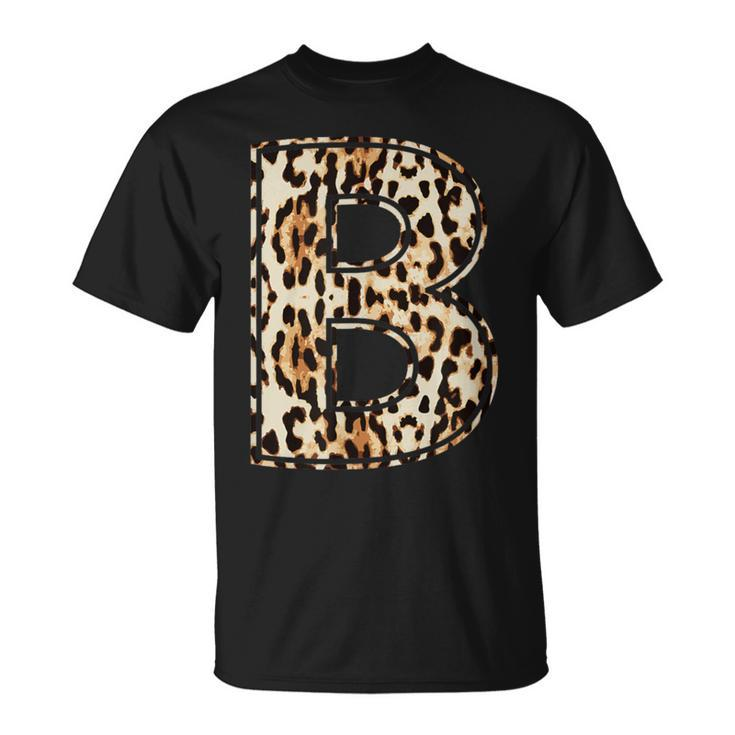 Cool Letter B Initial Name Leopard Cheetah Print T-Shirt