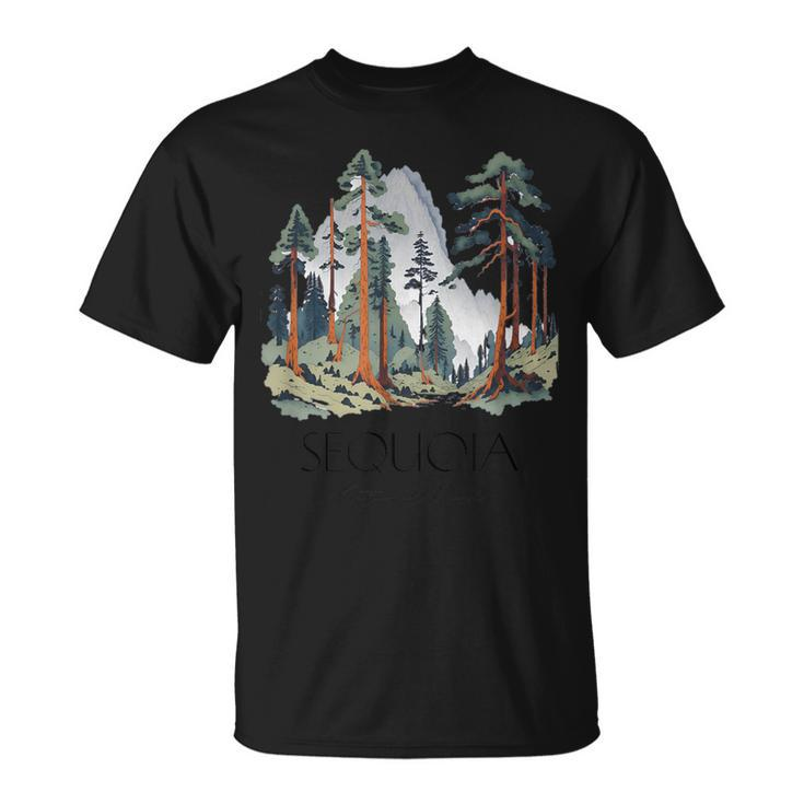 Cool Sequoia National Park Hiking Watercolor Graphic T-Shirt