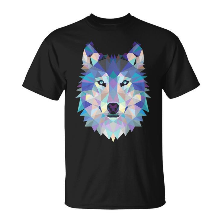 Cool Unique Wolf Geometric Graphic Animal Sweat T-Shirt