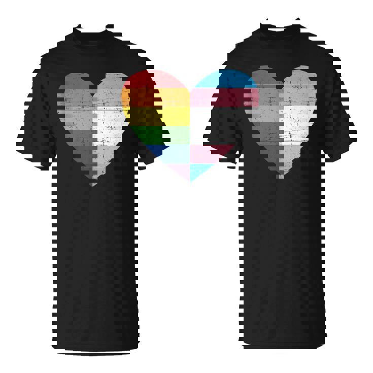 Corazón Con Arco Iris Y Bandera Transgénero Sin Mangas Camiseta unisex