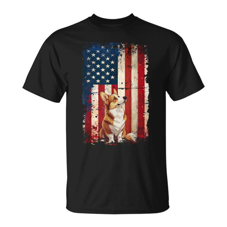 Corgi American Flag Usa Patriotic 4Th Of July T-Shirt