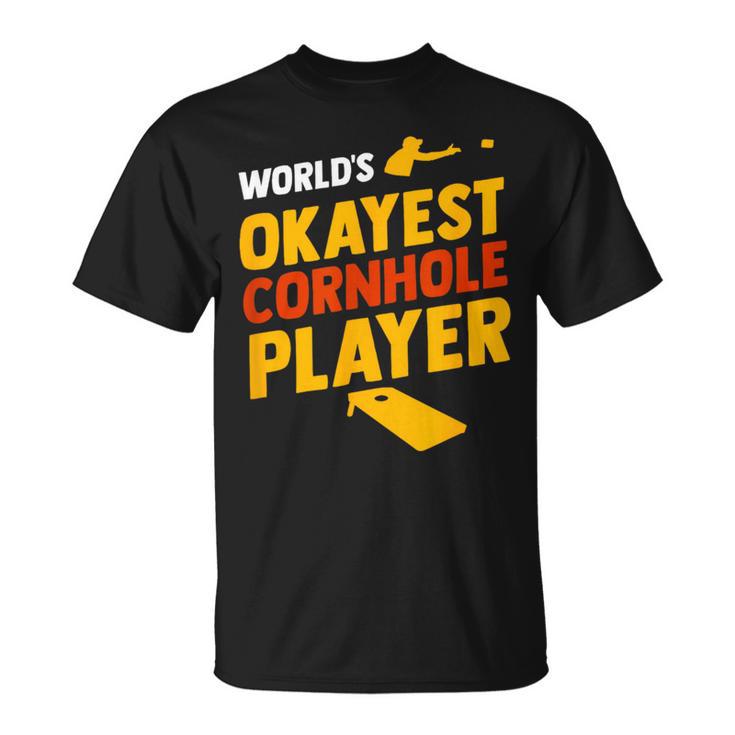 Cornhole Worlds Okayest Retro Bean Bag T-Shirt